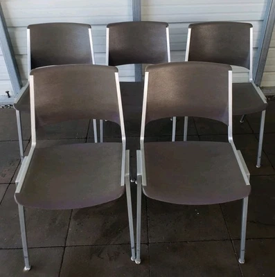Vintage Aluminum Steelcase Branded Stacking Chairs Set of 5  - Image 1 of 4