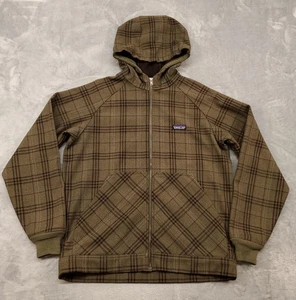 Chaqueta Patagonia Para Hombres Mediana Marrón A Cuadros Con Capucha Cremallera Completa Slopestyle Sudadera con Capucha - Imagen 1 de 12
