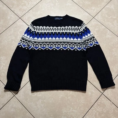 Suéter Pullover POLO Ralph Lauren Fair Isle Algodón Cachemira Angora Tejido Mediano Foto 1 de 4