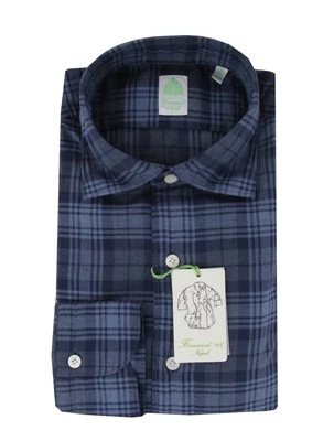 $350 Finamore Napoli Dark Blue Shirt - Extra Slim - (FN12272417) - Image 1 of 4