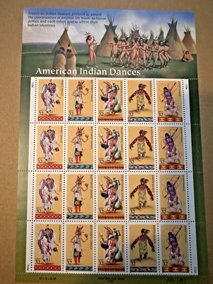 Scott#3072-3076 American Indian Dances Plate block of 20 MNH - Image 1 of 2