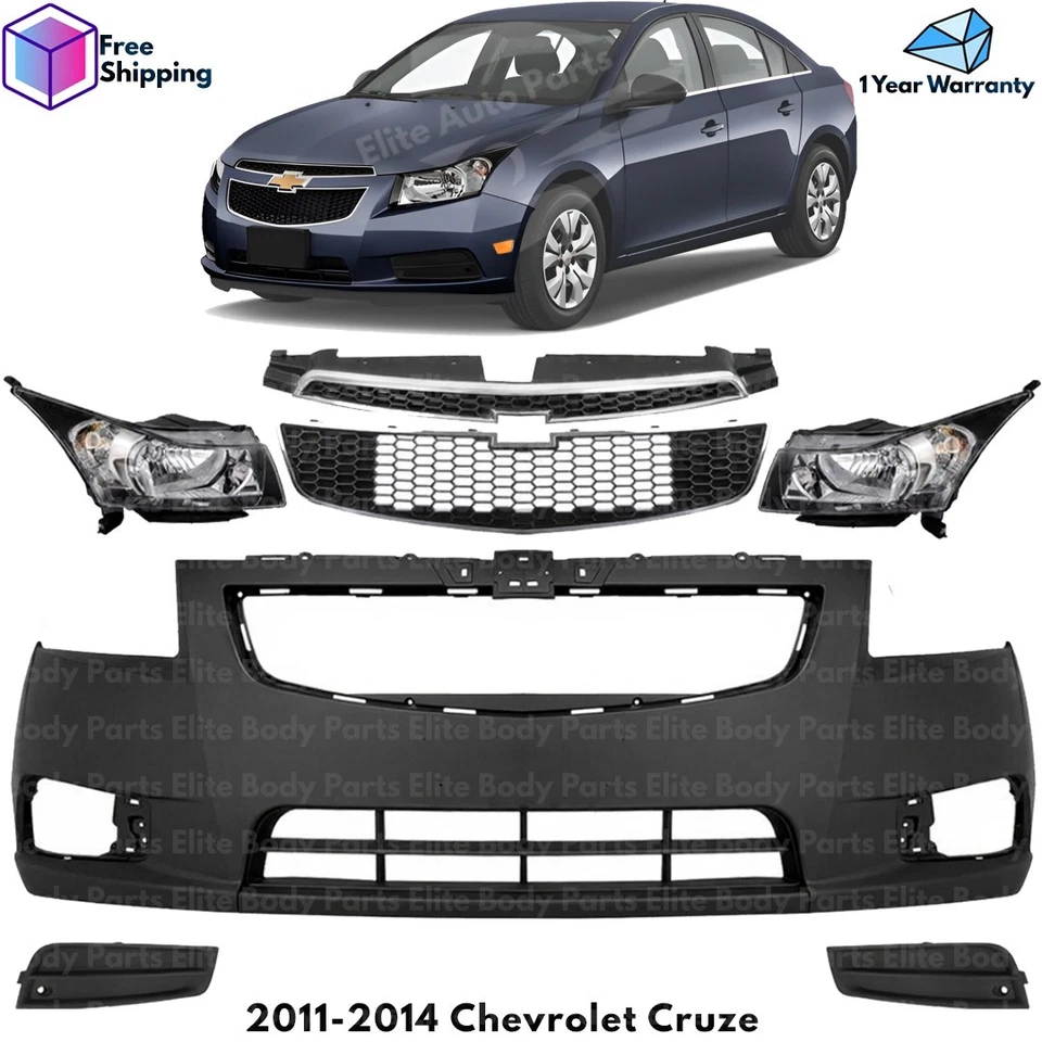 Front Bumper Cover Fascia & Grille Assembly Kit For 2011-2014 Chevrolet Cruze Foto 1 de 4