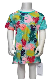 Camiseta Top MARKS & SPENCER Niños Niños Azul Tropical Manga Corta 2-3 Años - Imagen 1 de 2