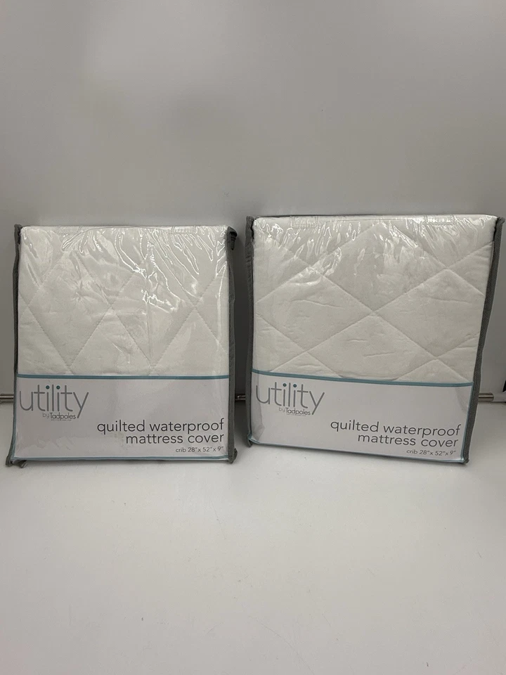 Paquete de 2 fundas de colchón acolchadas impermeables utilitarias de renacuajos para cuna 52”x28”x”9 Foto 1 de 4