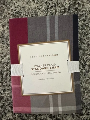 NEW Pottery Barn Teen Walker Plaid STANDARD Sham, Red - Image 1 of 4