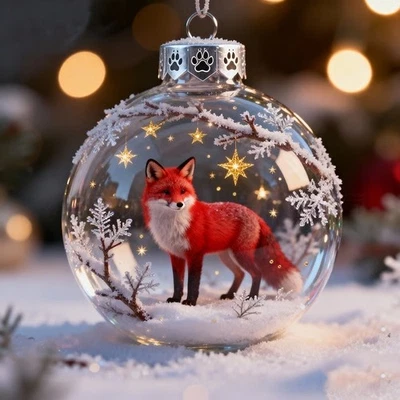 2026 Wildlife Animal 3D Acrylic Ball Christmas Ornaments Xmas Tree Home Decor UK