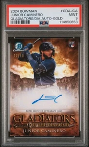 Junior Caminero PSA 9 Auto 2024 BOWMAN GLADIATORS DIAMOND GOLD ROOKIE #'d /50 - Picture 1 of 2