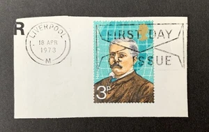 QEII British First Day Stamp & Cancel on Piece 1973 3p Liverpool Henry Stanley  - Bild 1 von 2