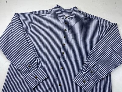 Camisa Lee Valley Ireland Comfort Grandfather Para Hombre Grande Rayas Abotonada Azul Foto 1 de 4