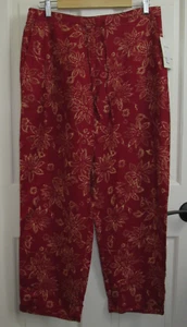 NWT Emma James Business Casual Red Pants Womens 14 33x27 Linen Blend 40-27578 - Picture 1 of 6
