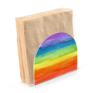 Napkin Holder for Table Colorful Stripe Rainbow Acrylic Napkin Holder for Par... - Picture 1 of 8