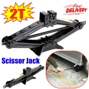 2 Ton Scissor Jack Car Van Wind Up Tyre Lift Chrome Crank Handle Emergency Tool - Picture 1 of 16