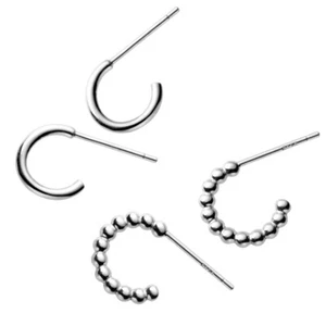 Ohrstecker Halb Creolen Schmal Rund Sterling Silber 925 Damen Ohrringe - Bild 1 von 10