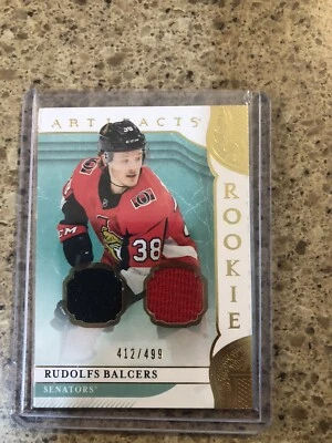 2019-20 UD Artifacts Rudolfs Balcers Dual Relic RC /499 TWO CARDS!!! - Image 1 of 4