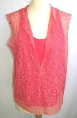 MAJE - HAUT FÉMININ MODÈLE AGREE DENTELLE & SOIE ROSE T 3 = 38/40 - EXCL. ETAT - Photo 1/4