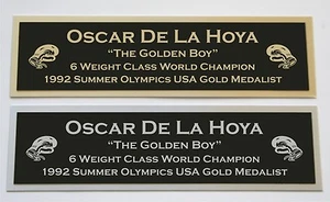 Oscar De La Hoya nameplate for signed boxing gloves trunks photo - Picture 1 of 2