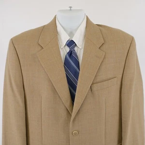 Chaps Ralph Lauren Tweed Wool Tan Herringbone Blue Windowpane 42R Sport Coat 2 B - Picture 1 of 14