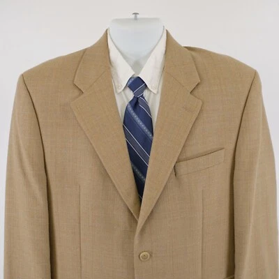Chaps Ralph Lauren Tweed Wool Tan Herringbone Blue Windowpane 42R Sport Coat 2 B - Image 1 of 4