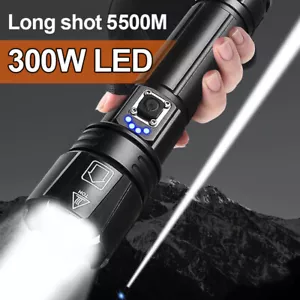 300W White Laser LED Flashlight Tactical Torch Rechargeable Light Camping Hiking - Picture 1 of 14