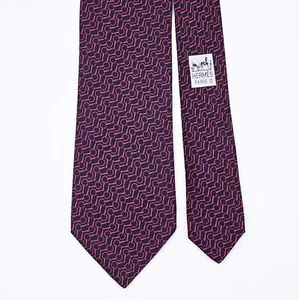Corbata de seda azul oscuro HERMES TIE 606003 OA Red Horse Bit on - Imagen 1 de 6