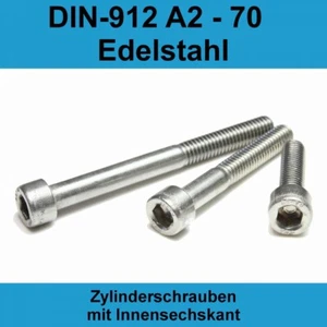 M8 DIN912 Zylinderschraube Innensechskant Kopf Schrauben A2 Edelstahl VA V2A M8x - Bild 1 von 3