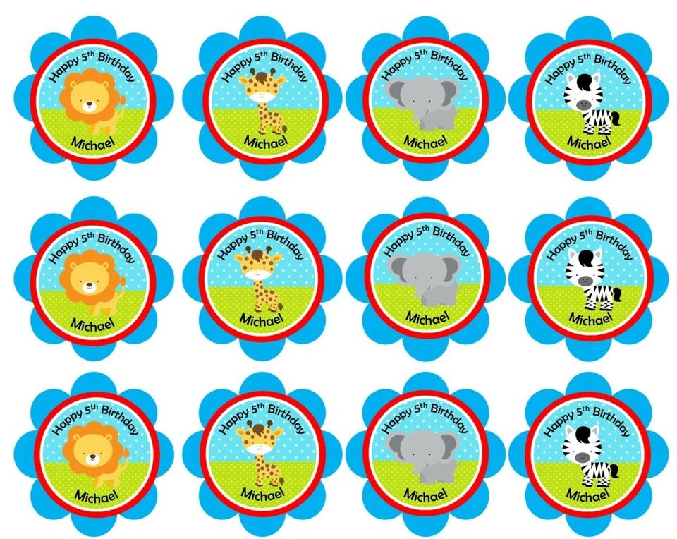 ANIMALES ZOO JUNGLA CUPCAKE TOPPERS SELECCIONES - PERSONALIZADO L MUCHOS DISEÑOS DISPONIBLES Foto 1 de 1