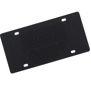 Jeep Grill Logo License Plate (Carbon Black) - Picture 1 of 4