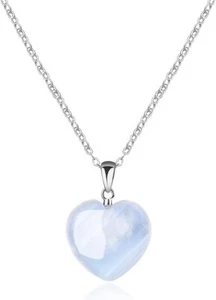 Natural Clear Quartz Heart Necklace – Elegant Gemstone Pendant Jewelry Gift - Picture 1 of 8