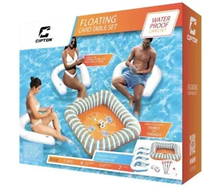 NEW! Cipton Floating Water Proof Card Table Pool Set w/ 4 Inflatable Seats - Picture 1 of 1