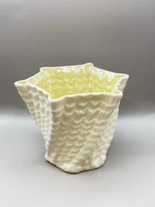 Belleek Irish Pottery Hexagonal Limpet Yellow Vase - Picture 1 of 5