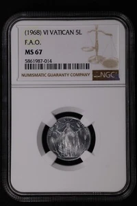 1968 Vatican 5 Lire FAO - Lady of the Harvest - Pope Paul VI - NGC MS 67 - Picture 1 of 2