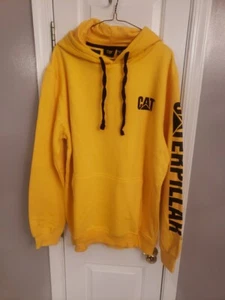 NWT Caterpillar Mens Yellow Foundation Logo Arm Print Hoodie Sweatshirt XXL - Picture 1 of 23