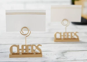 Kate Aspen Cheers Gold Place Card Holder (Set of 6) Wedding , Birthday Anytime - Picture 1 of 12