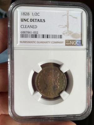 1828 Half Cent NGC Unc Details 13 Stars C-1 Classic Head - Image 1 of 4