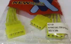 5.25 Molex Power Splitter Cable Adaptor Y Lead 25cm LP4 2 Way ultra violet yello - Picture 1 of 3