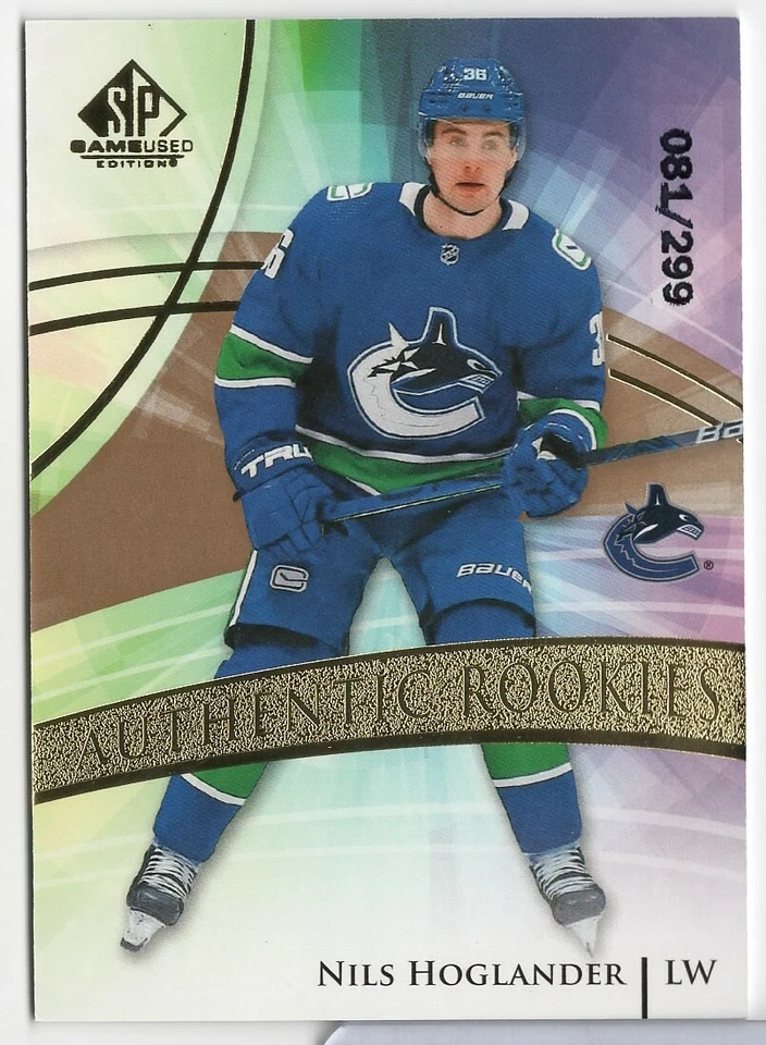 2020-21 SPGU Gold Burst Rookies Nils Hoglander #165 Canucks SN# /299 - Image 1 of 1
