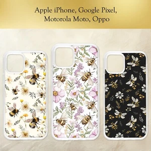 Funda de teléfono de verano floral con patrón de abejorro negro rosa iPhone Motorola Pixel - Imagen 1 de 4