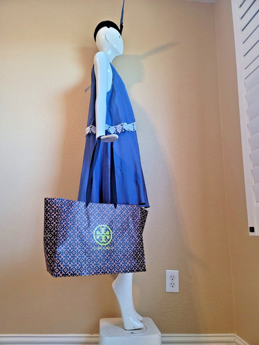 Abito da passerella nuovo con etichette $395+ tory burch 100% seta e pizzo ginocchio hi taglia 14 XL oversize regalo