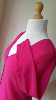 BNWT Pure Collection Vibrant Pink Deep V-Neck Cashmere Cardigan (UK 10) RRP £150 - Image 1 of 4