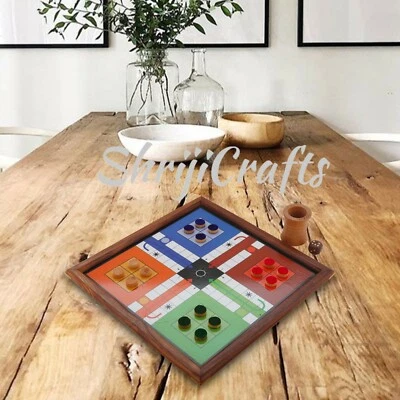 New Magnetic Ludo Snake ladder 2 in 1 Travel Board Family Game Wooden Reversible - Image 1 of 4