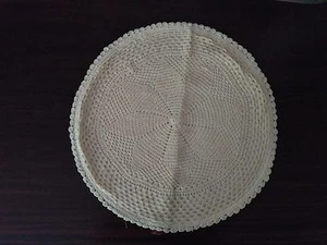 2  Crochet  Round Ecru Color Cushion Cover size 18 inch handmade - Picture 1 of 1