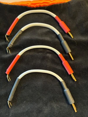 Chord Sarum Biwire Speaker Links x 4 Spade to 4mm plugs - Image 1 of 4
