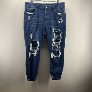 Judy Blue Jeans Skinny Fit Womens 18W Distressed Denim Mid Rise Dark Blue - Imagen 1 de 10