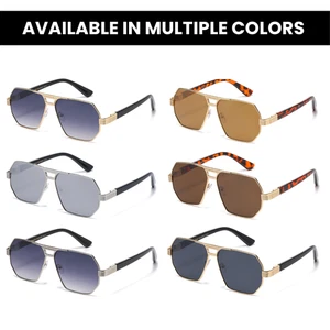 Sonnenbrille Pilotenstil auffälliges Metallgestell Unisex UV-Schutz Modedesigner - Bild 1 von 10