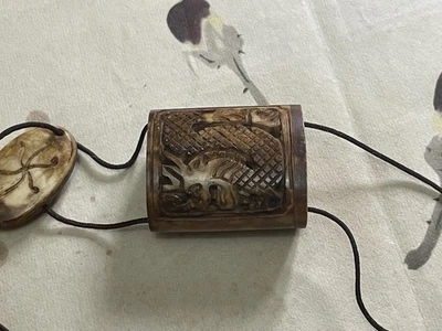 Vintage/Antique  Carved Oriental Inro Dragon Detail Lidded medicine Holder - Image 1 of 4