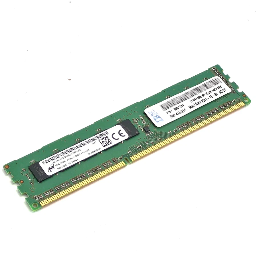  4GB DIMM 2Rx8 DDR3 PC3L-12800E 1600MHz 240-Pin ECC Memory - Image 1 of 1