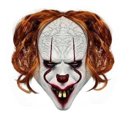 Latex Clown Mask Halloween Cosplay Fancy Dress Scary Pennywise Full Head Mask - Image 1 of 3