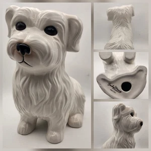 Estatuilla de cerámica Westie Highland Terrier blanca estatua domingo por la mañana cerámica 8" - Imagen 1 de 12