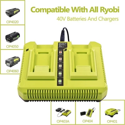 MADOT OP401 40V Dual Charger for Ryobi 40V 4.0Ah OP40404 OP4040 Battery Rapid Charger