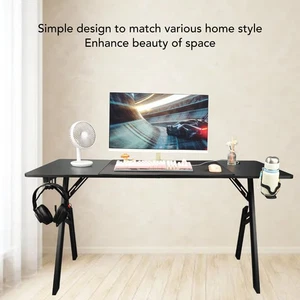 Computer Desk Non Slip Gaming Table 1.4m With Big Mouse Pad Water Cup Holder FI - Afbeelding 1 van 24